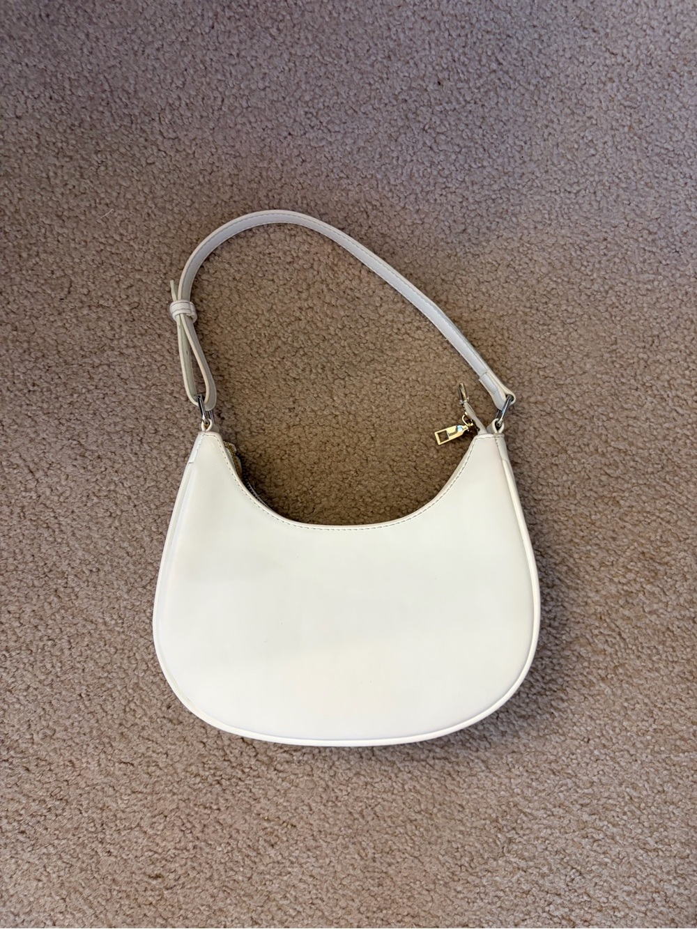 Minimalist Cream Shoulder Bag - Sleek Women's Crescent Purse